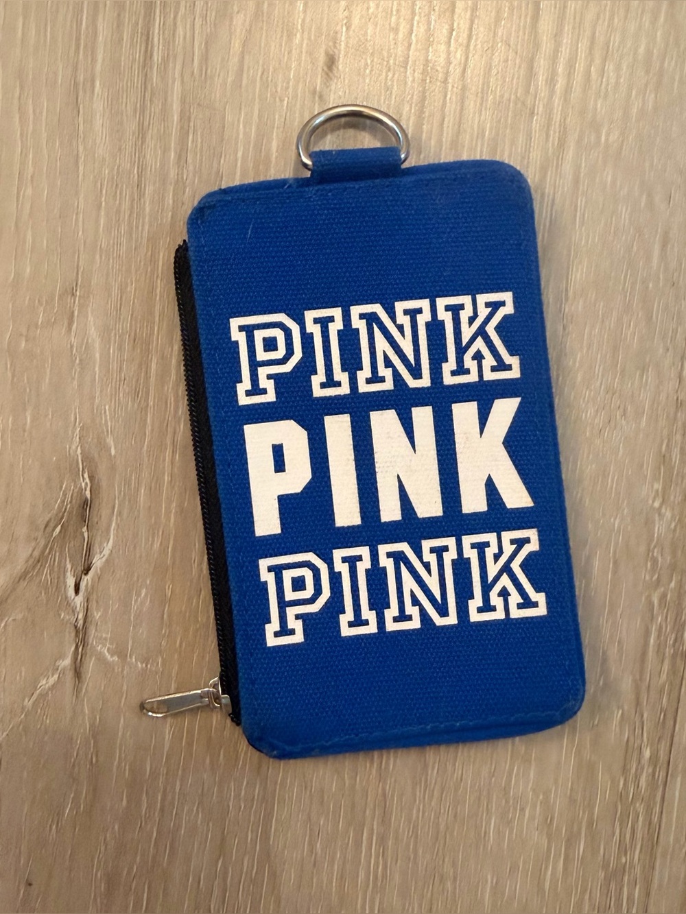 Victoria's Secret PINK Royal Blue Canvas Lanyard ID Holder Wallet Badge Case